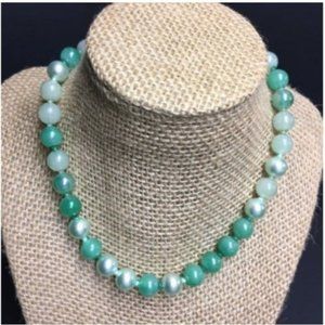 VTG Pop Bead Necklace Mint Green Choker Adjustable Retro